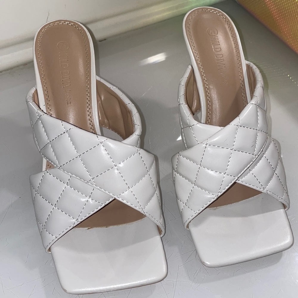White quilted heels